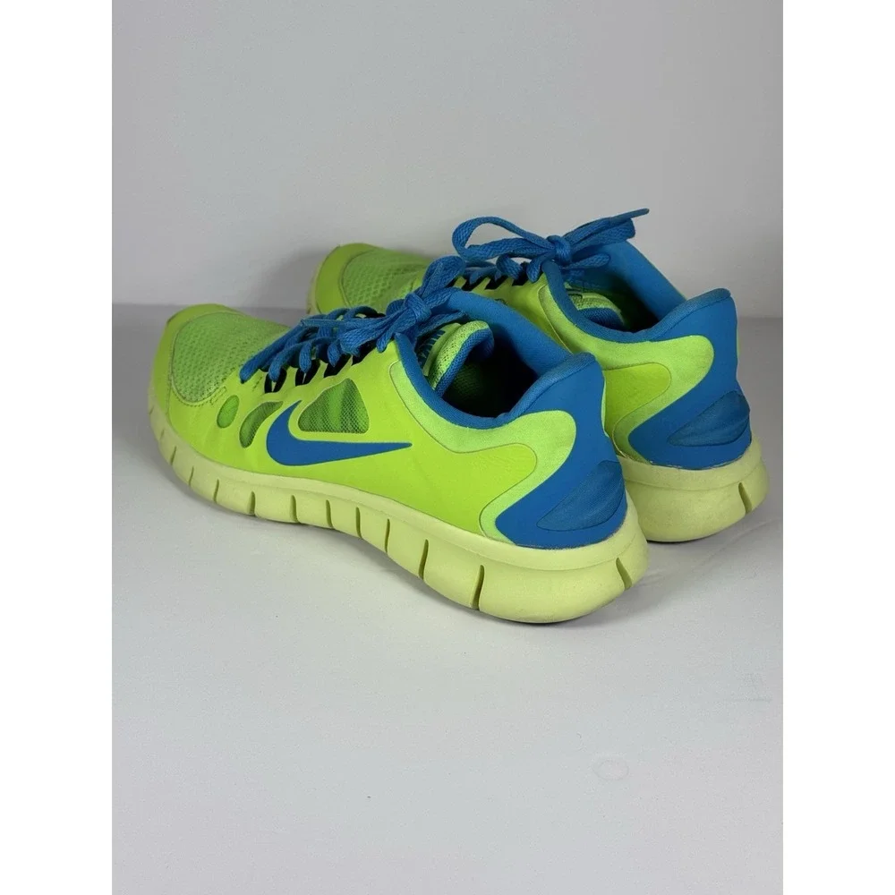 Nike Free 5.0 Flash Lime Blue Hero Black Youth Size 7 - Picture 6 of 10